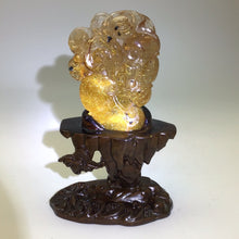 Charger l&#39;image dans la galerie, Golden Rutile Quartz Carved Ru Yi Cluster on Custom Wood Stand
