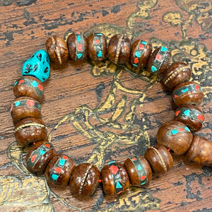 Sherpa-Style Wrist Mala with Dyed Turquoise