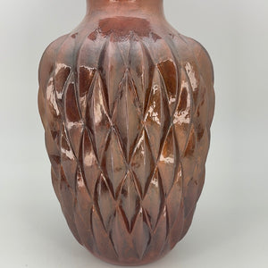 Med Scalloped Copper Vase from Santa Clara Del Cobre