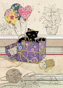 Bug Art Greeting Cards - Black Kitties (H)