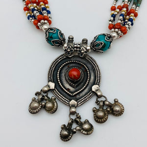 Tibet style Necklace - Round Charm with bells