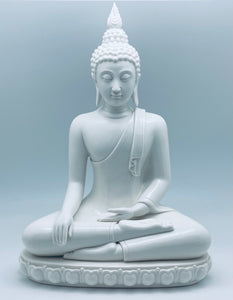 White Porcelain Sukothai Style Seated Buddha